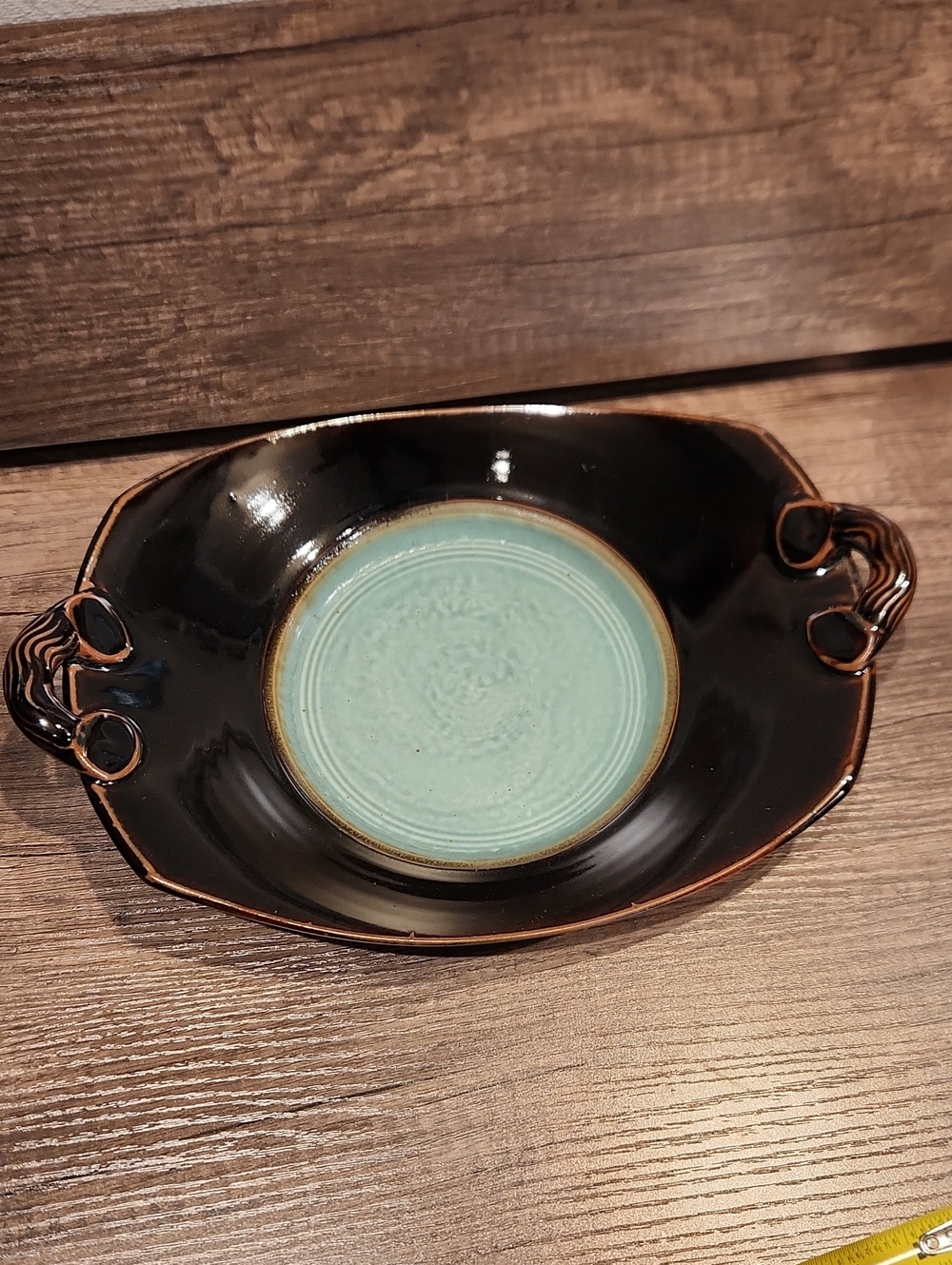 Royce Yoder Pottery - Handled Rectangle Platter: Copper/Black